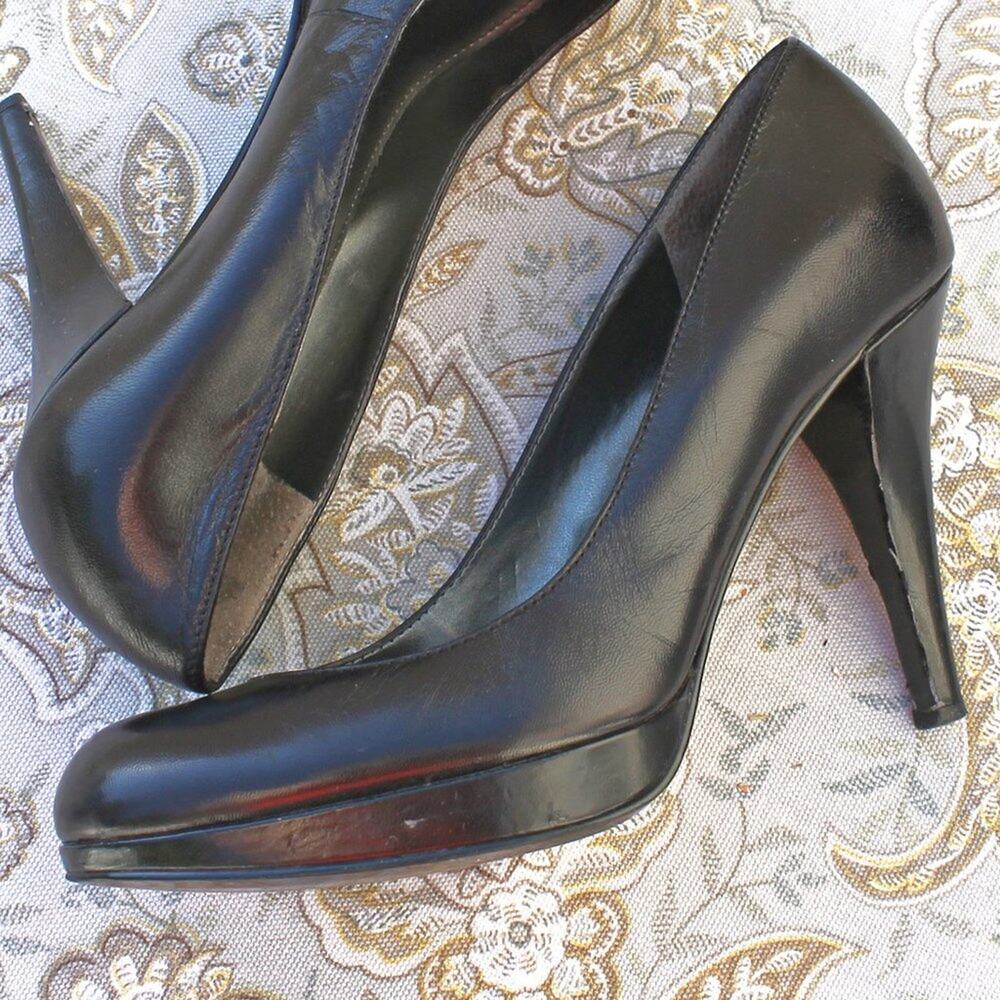 Marc Fisher Women's Black Leather Pump Heels Classic Career Business